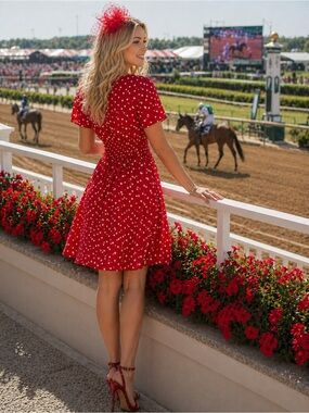Red Polka Dot Dress – Vintage-Inspired | Fit & Flare | Size S/4